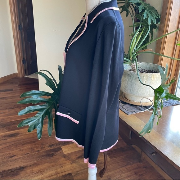 Exclusively Misook Black & Pink Knit Cardigan Sweater Size Medium - Picture 2 of 11